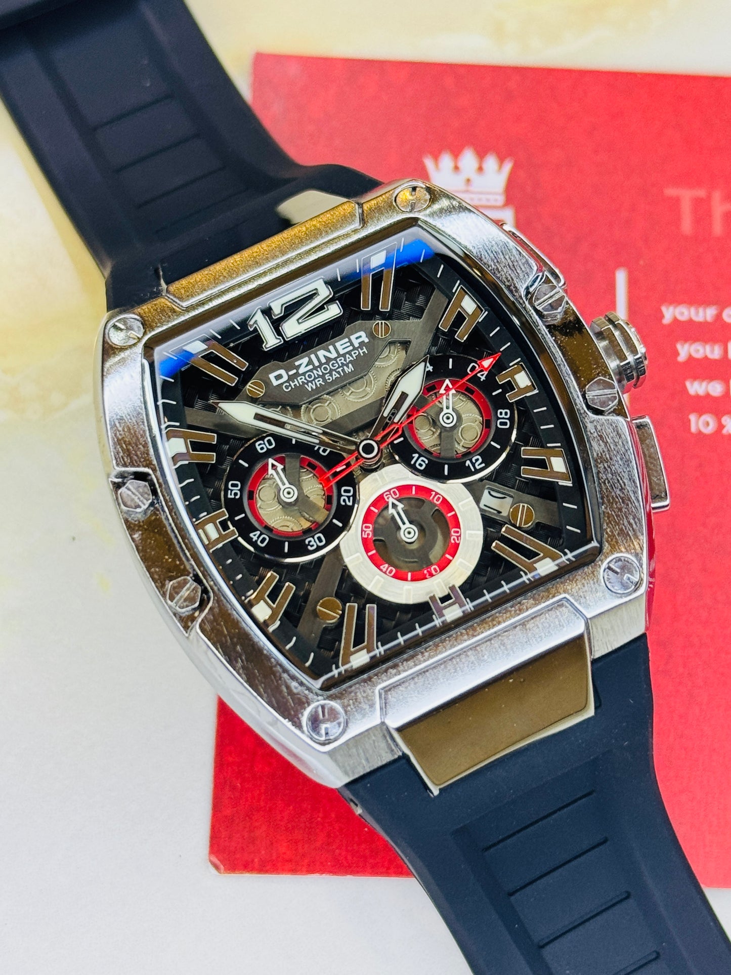 D-Ziner RM Black Silver Chronograph Watch