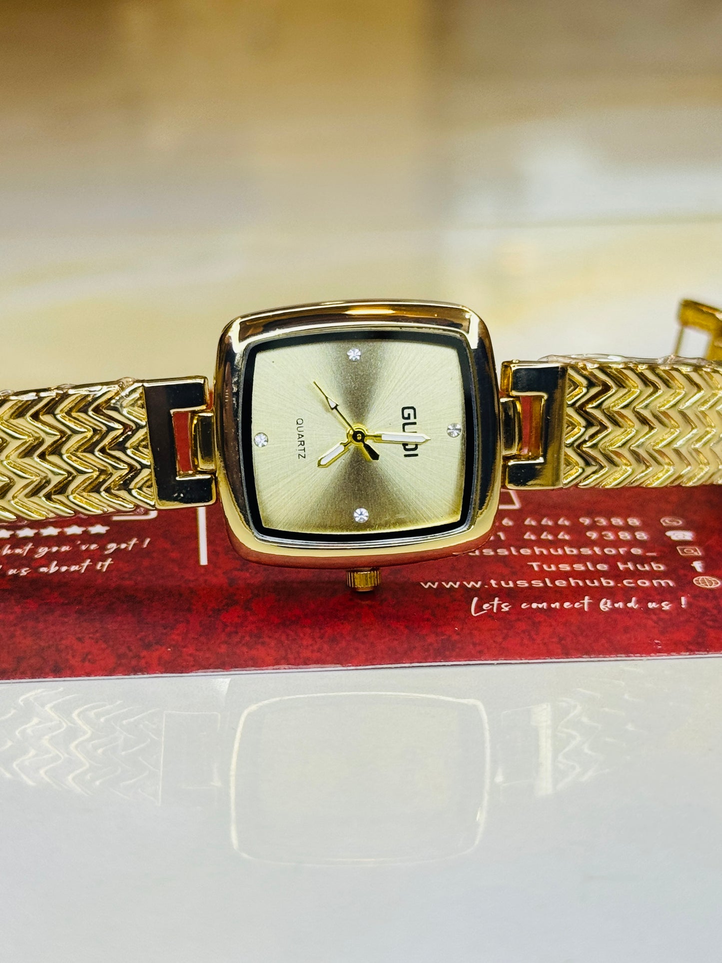 All Gold Guqi Square Watch For Her