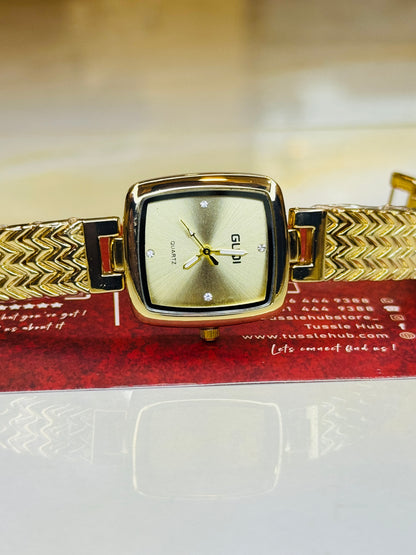 All Gold Guqi Square Watch For Her