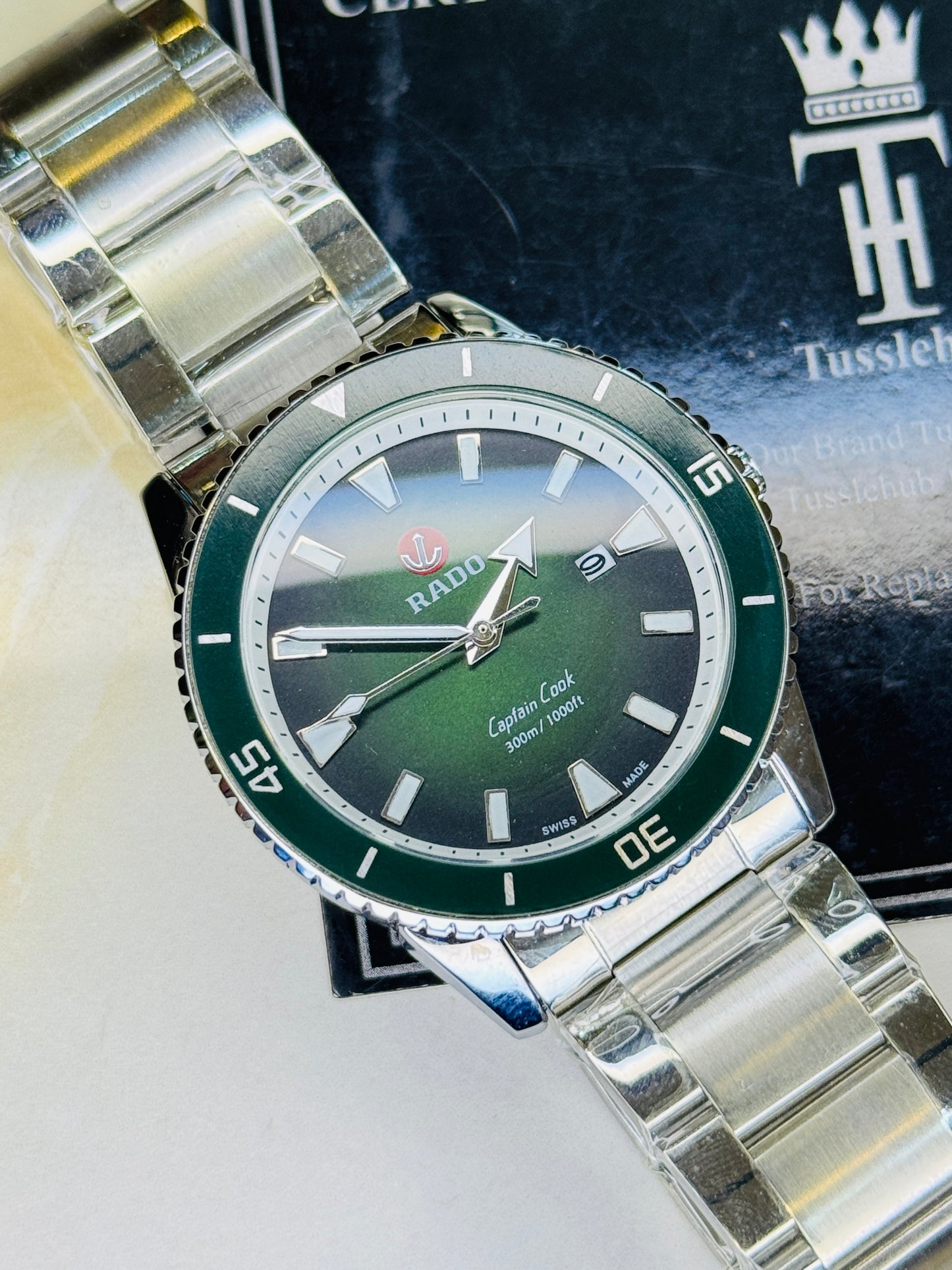 Silver Emerald Rado Captain Cook Watch