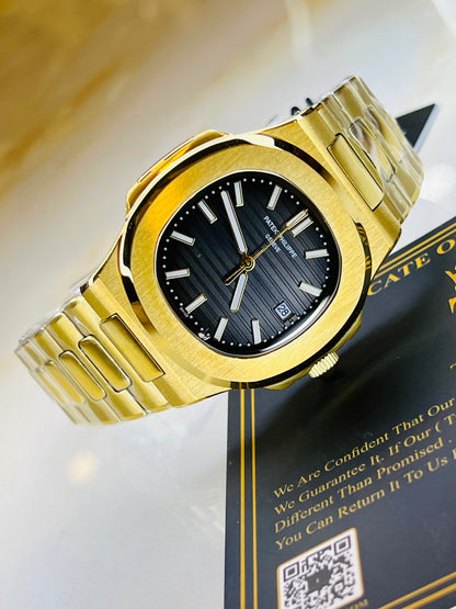 Gold Black Automatic Nautilus Super Clone Watch