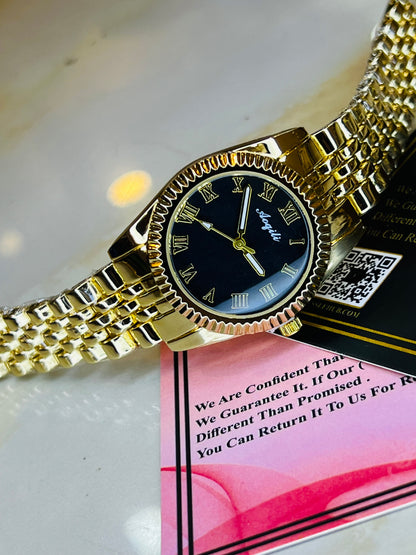 Gold Black Aoqili Roman Watch for her