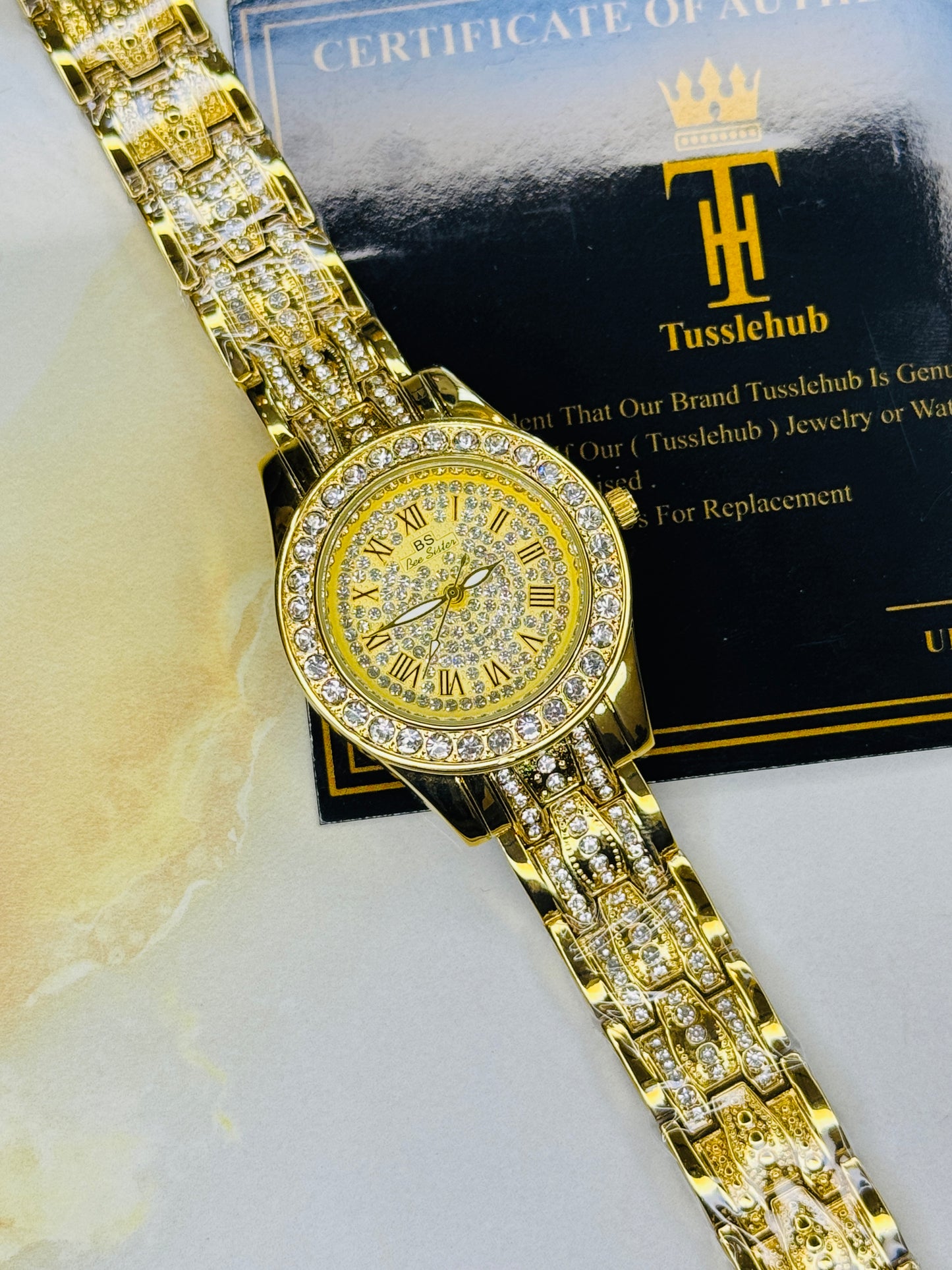 Gold Iced Out Watch For Her