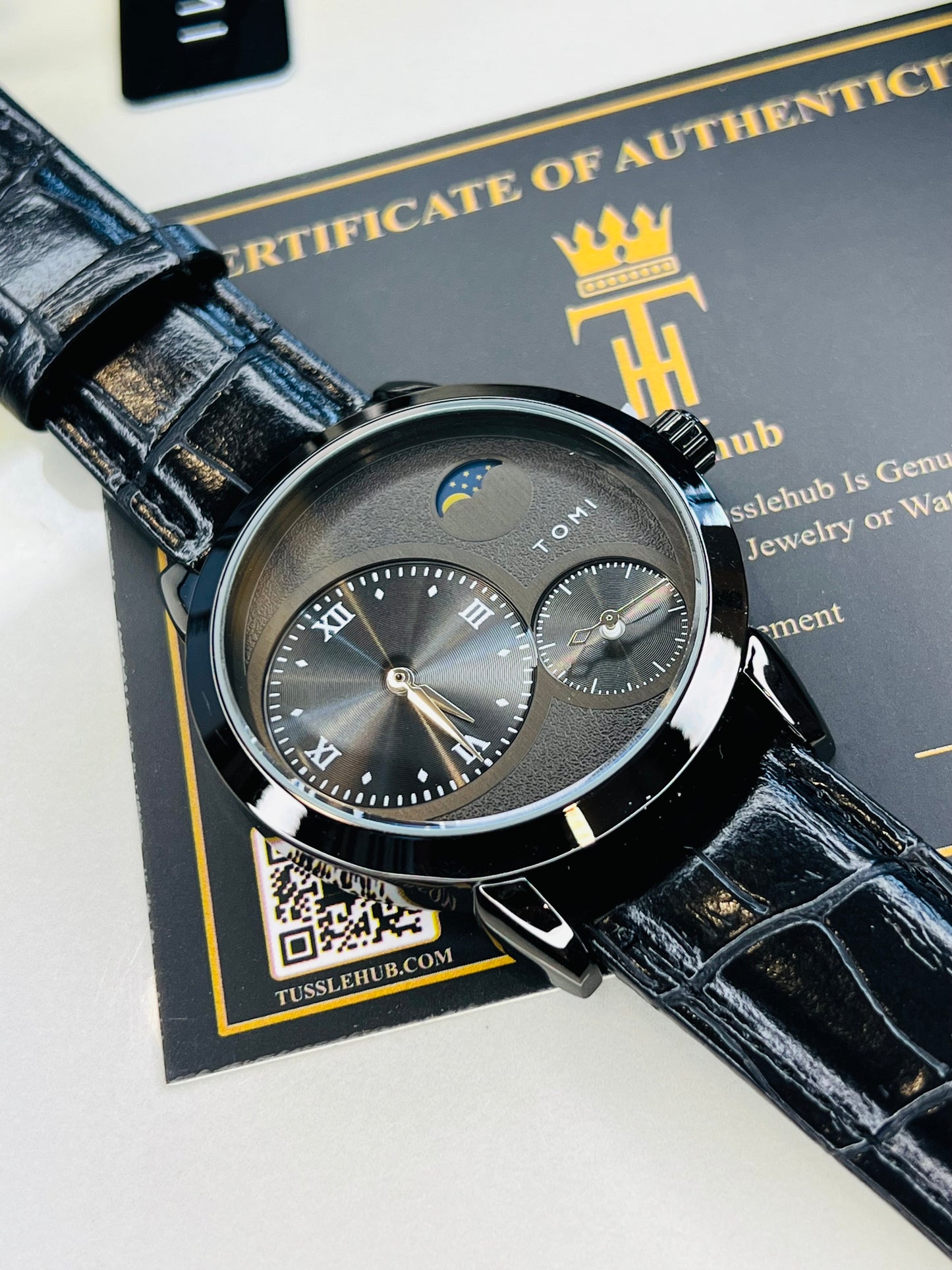 Tomi All Black Moon graph Dial Watch