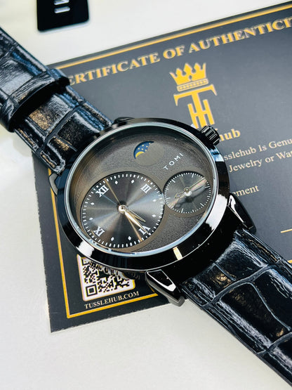 Tomi All Black Moon graph Dial Watch