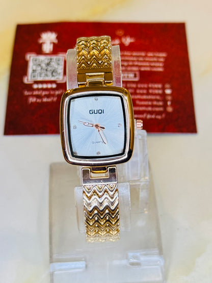 Rose Gold White Guqi Square Watch For Her
