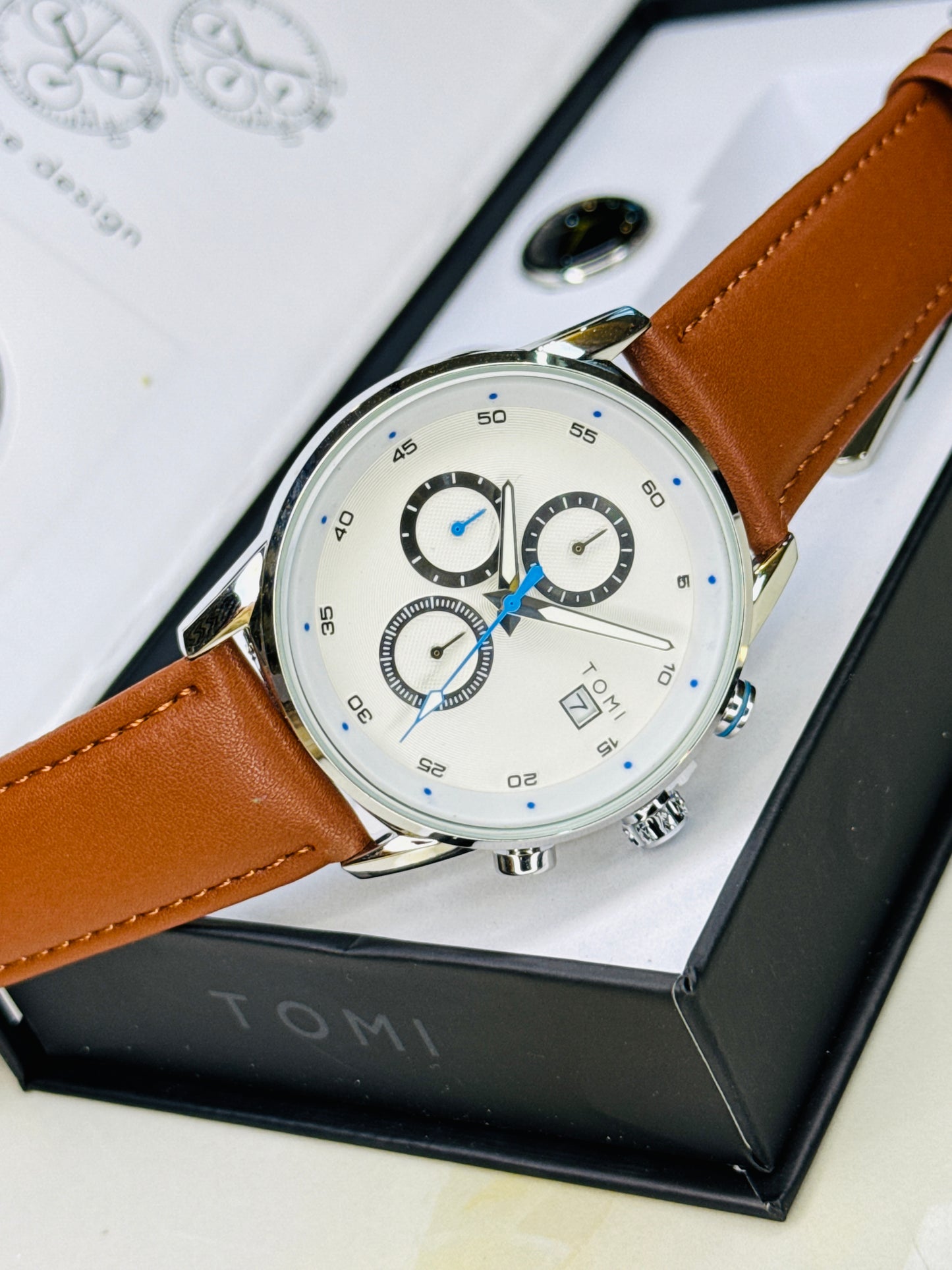 Tomi S6C Brown Silver Gift Set Watch