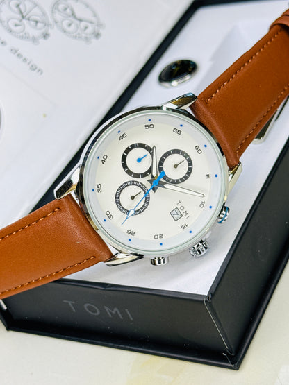 Tomi S6C Brown Silver Gift Set Watch