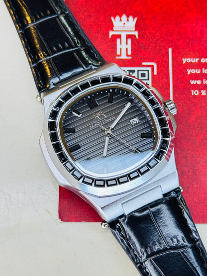 Matturi Silver Black Zircon Watch