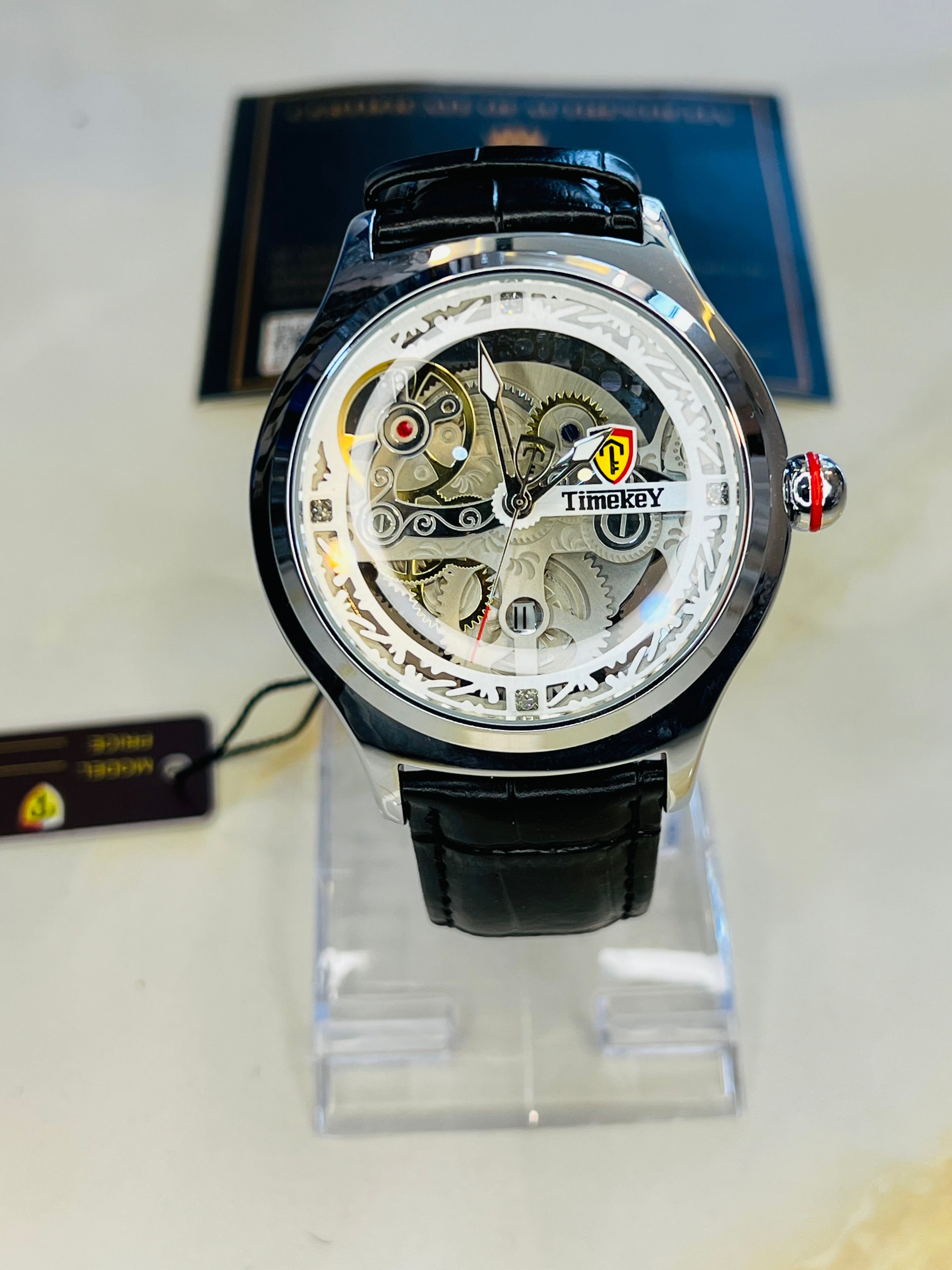 Timekey Black Strap Ballon Skeleton Dial Watch