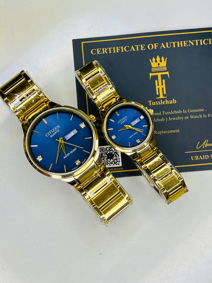 Gold Navy Axiom Couple Watch