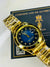Date Just Gold Blue Plain Bezel Watch