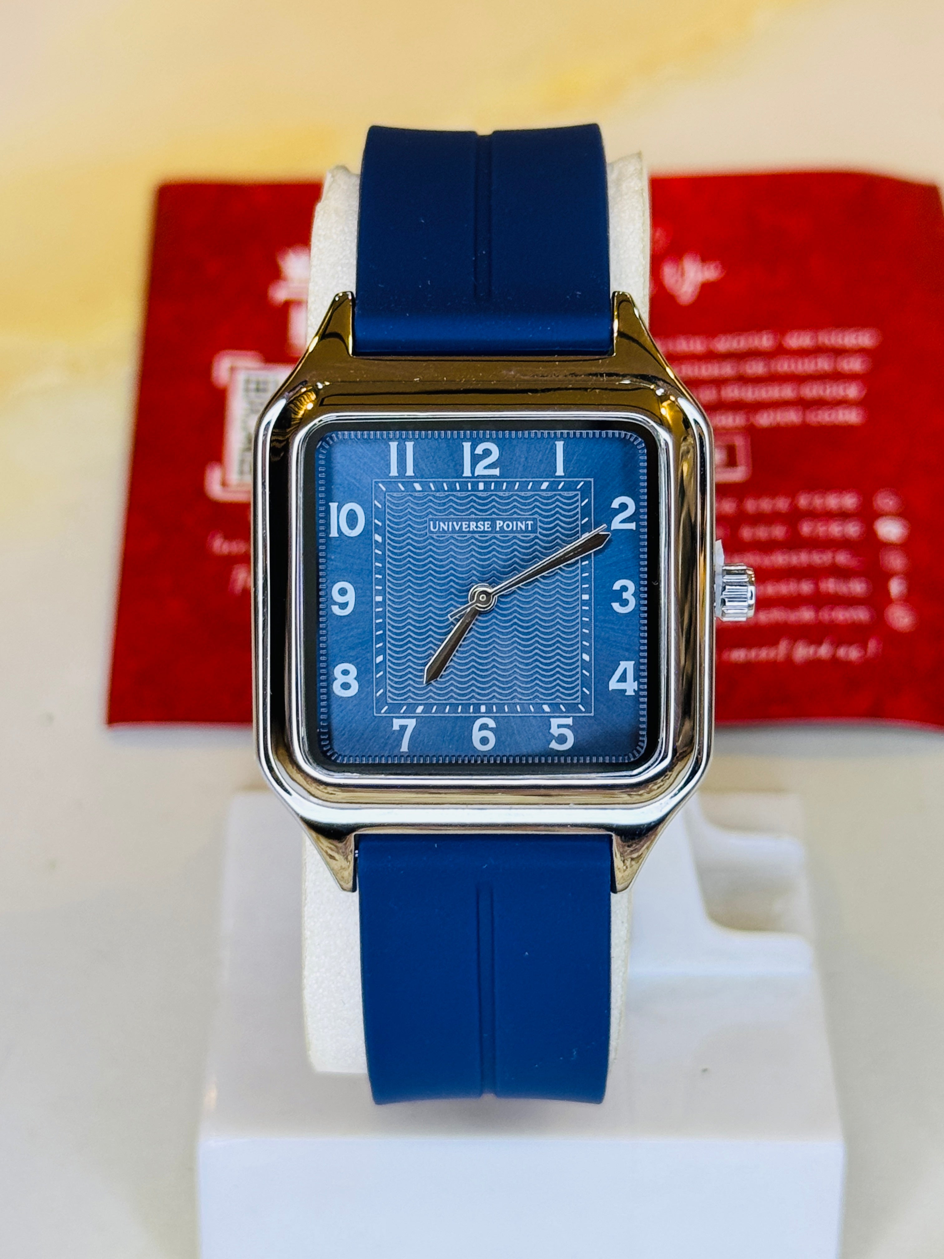 Blue Silver Slim Square Universe Point Watch