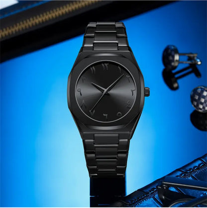 Black Arabic Stainless Steel Aura Watch