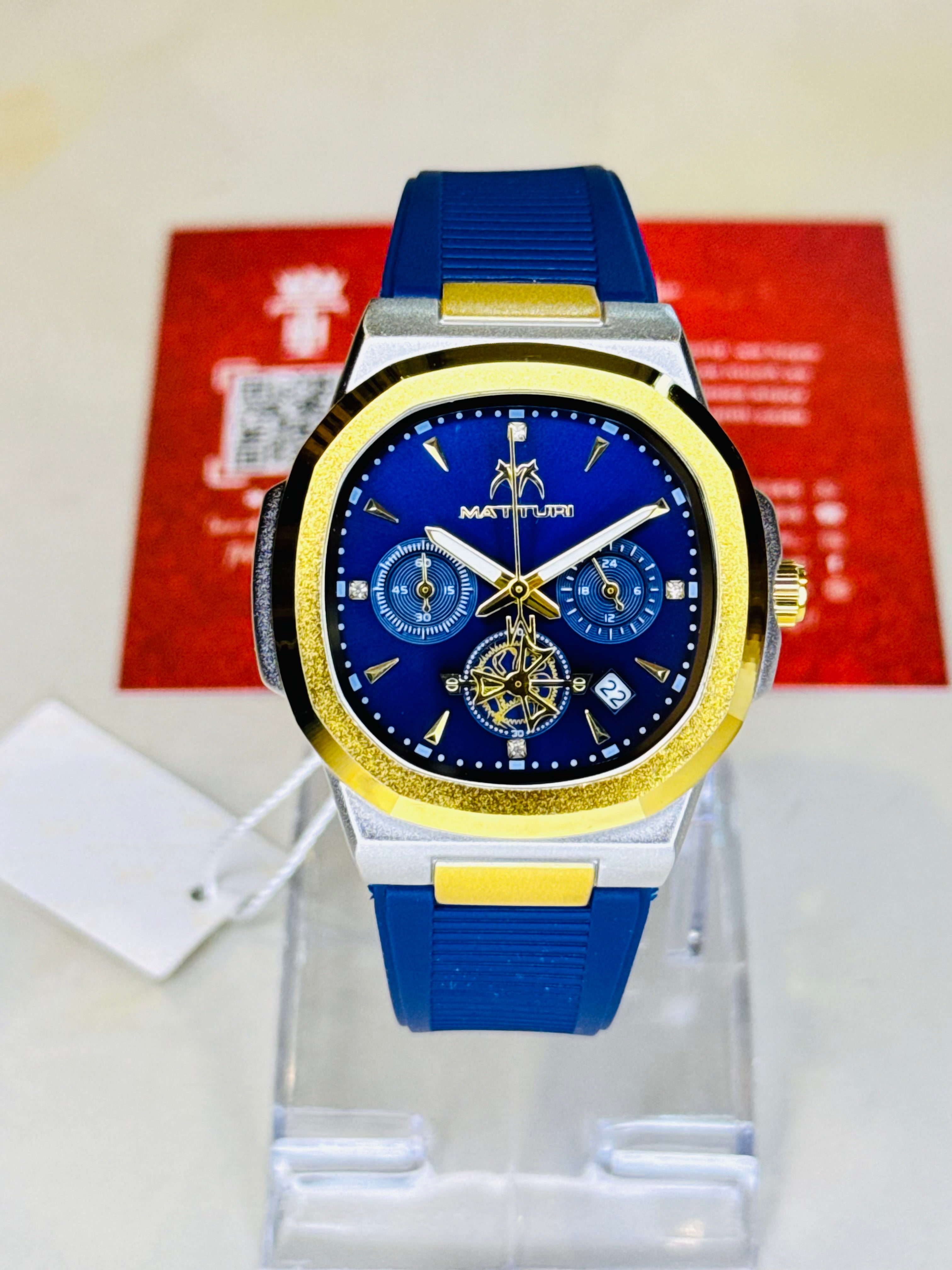 Matturi Gold Sapphire Silicone Chronograph Watch