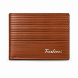 Fuerdanni Men's Slim Leather Bifold Wallet - Perforated Accent Design