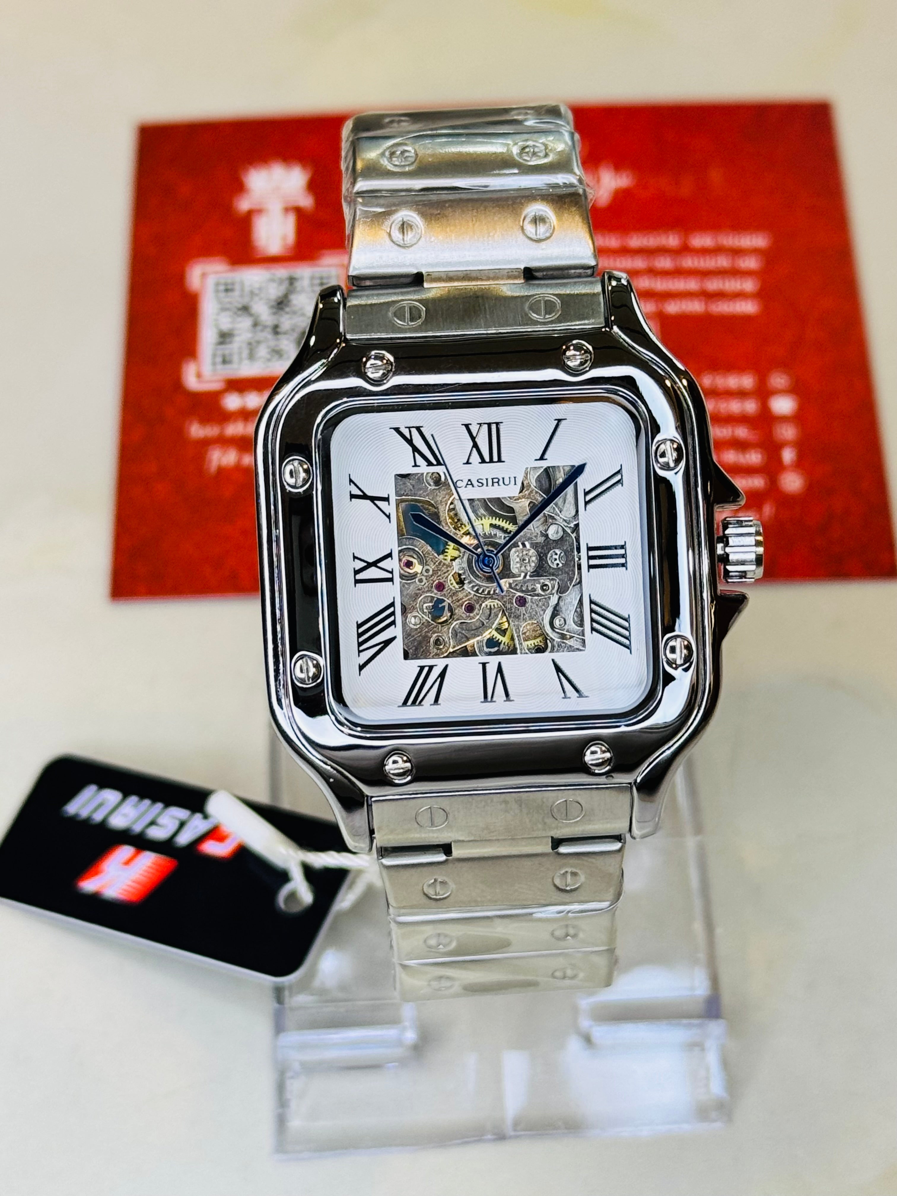 Silver Chain Tank Automatic Watch