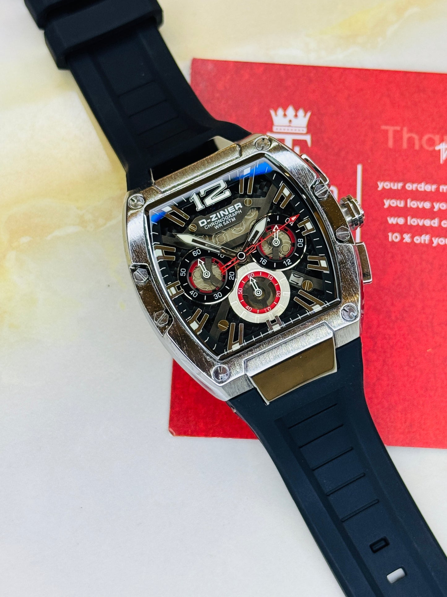 D-Ziner RM Black Silver Chronograph Watch