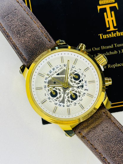 MontBlanc Coffee Gold Skeleton Chronograph Watch