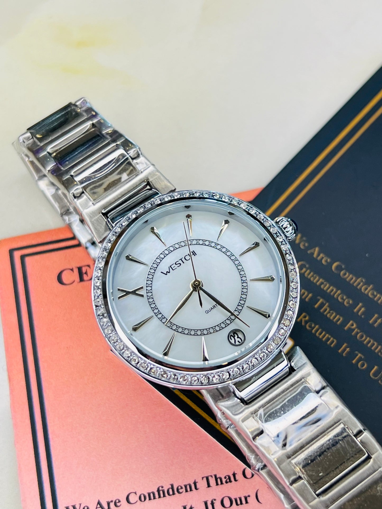 Silver Westchi White Dial Watch For Her