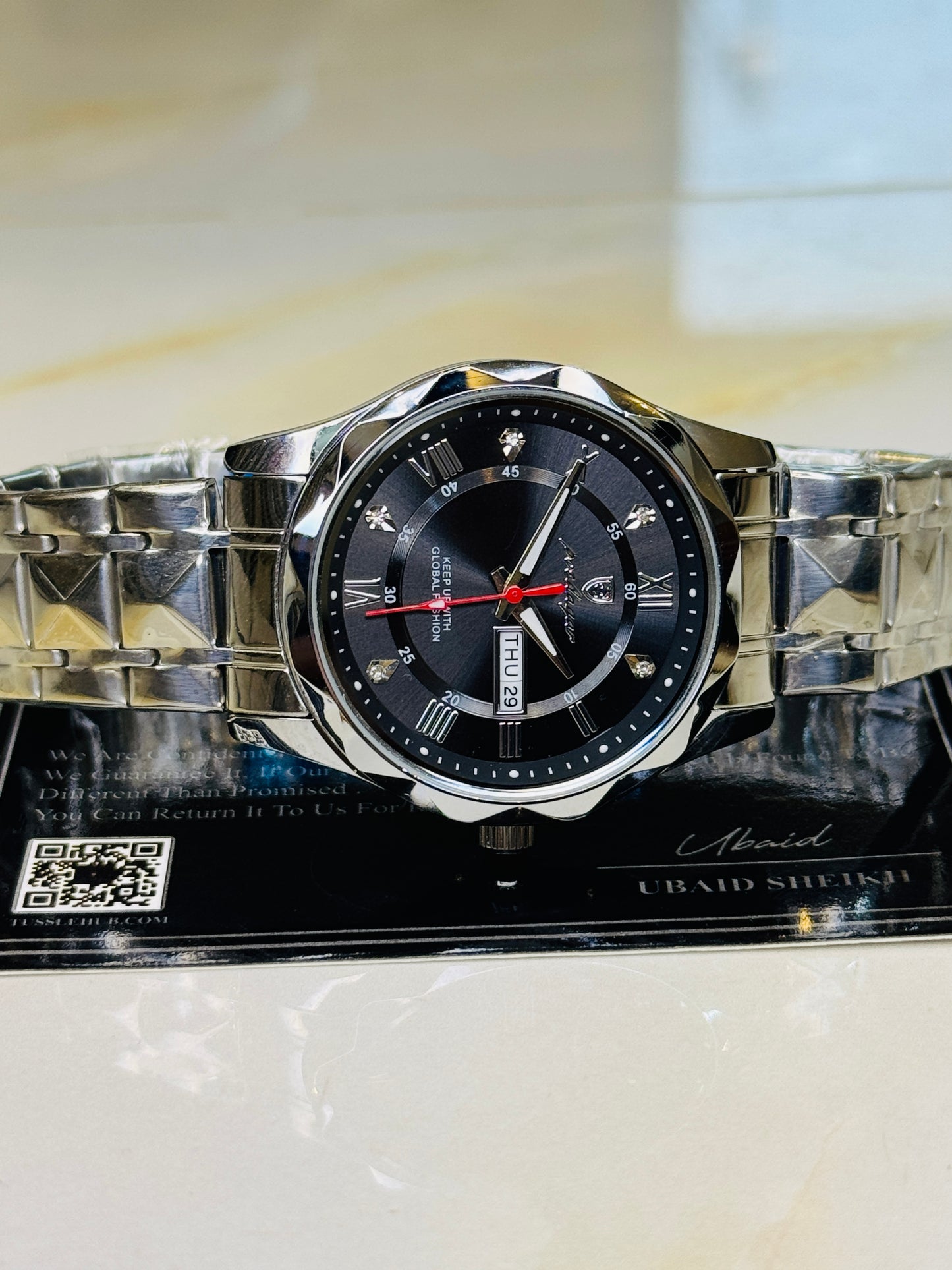 Silver Black Poedagar Prism Dial Watch
