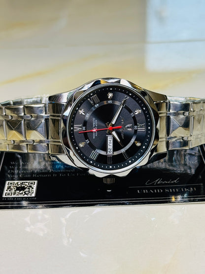 Silver Black Poedagar Prism Dial Watch