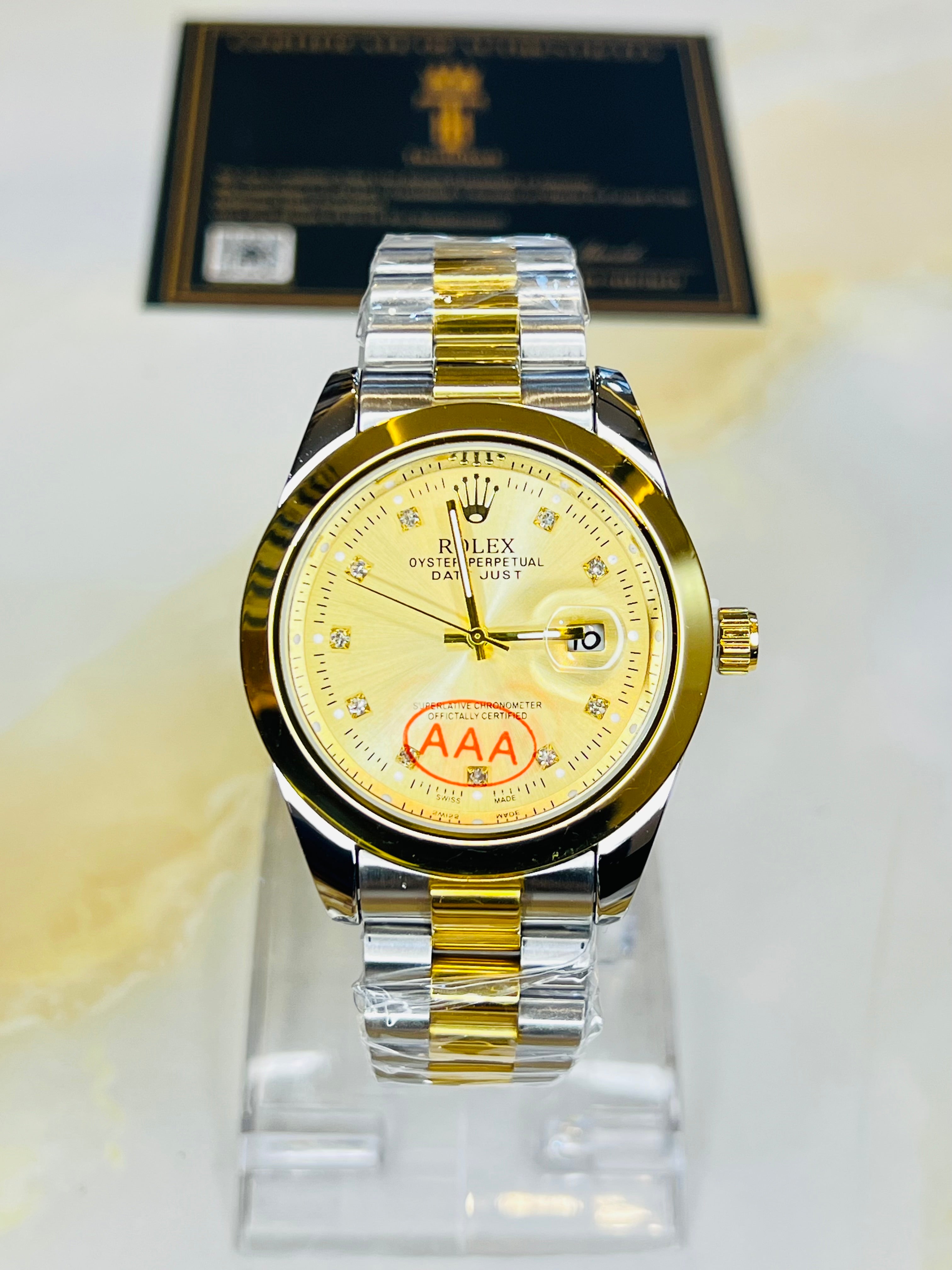 Two Tone Gold Plain Bezel Date Just Watch