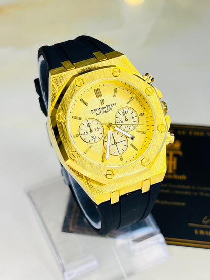 Black Gold Silicon Strap AP Watch