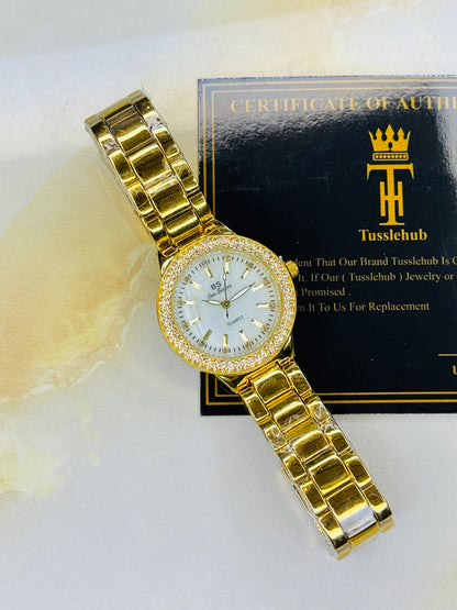 Bee Sister Gold Zircon Bezel Watch For Her