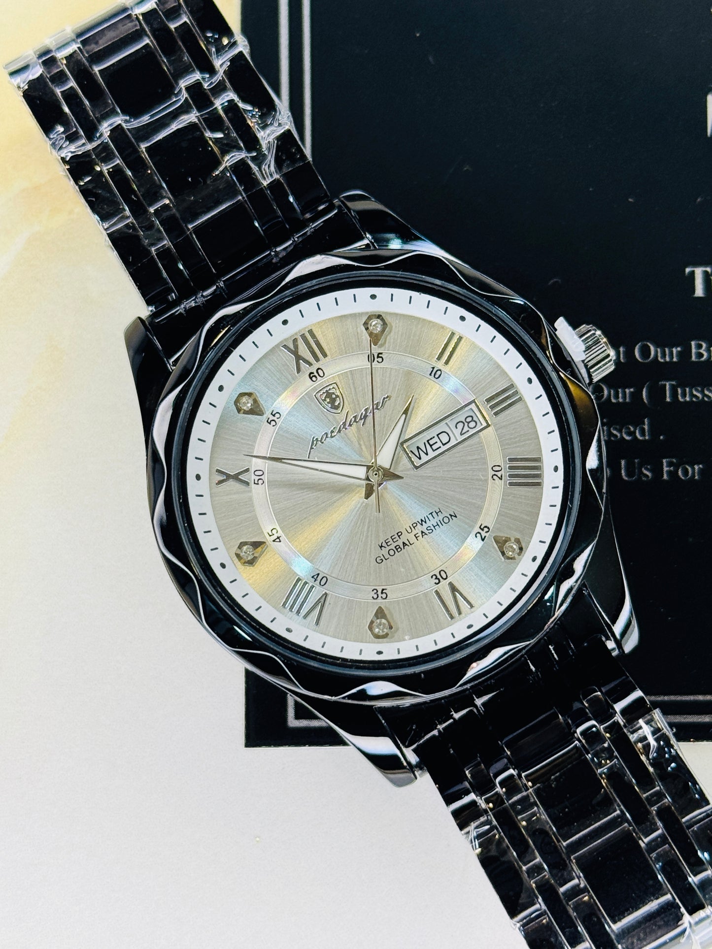 Black White Poedagar Saint Day Date Watch