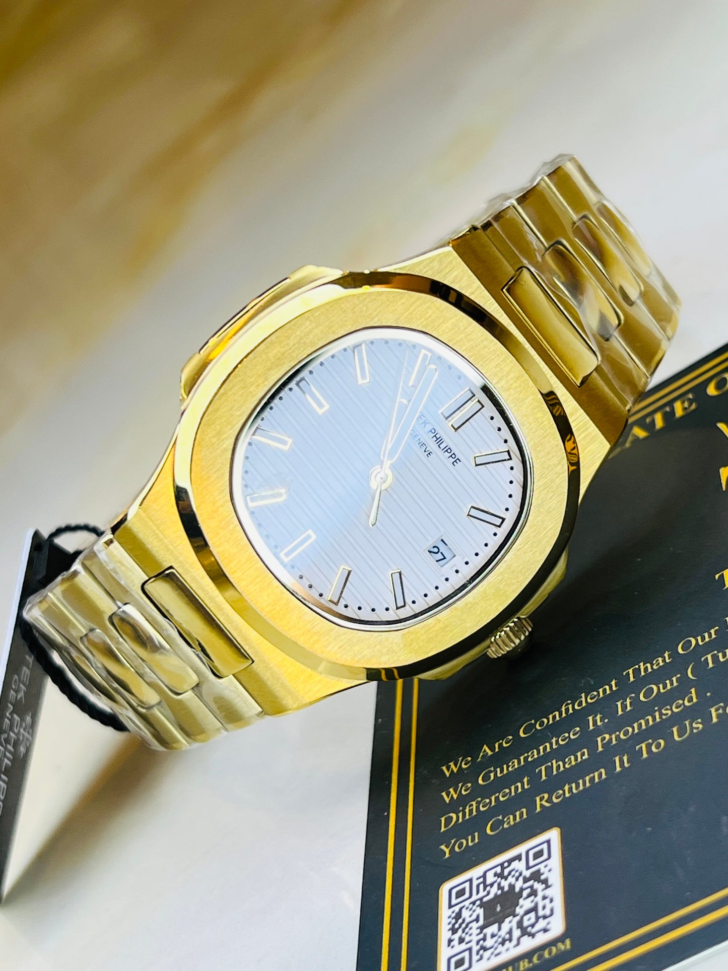 Gold White Automatic Nautilus Super Clone Watch