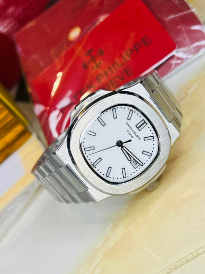 Silver White Automatic Nautilus Super Clone Watch