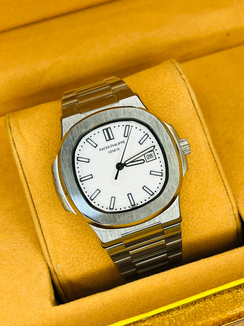 Silver White Automatic Nautilus Super Clone Watch