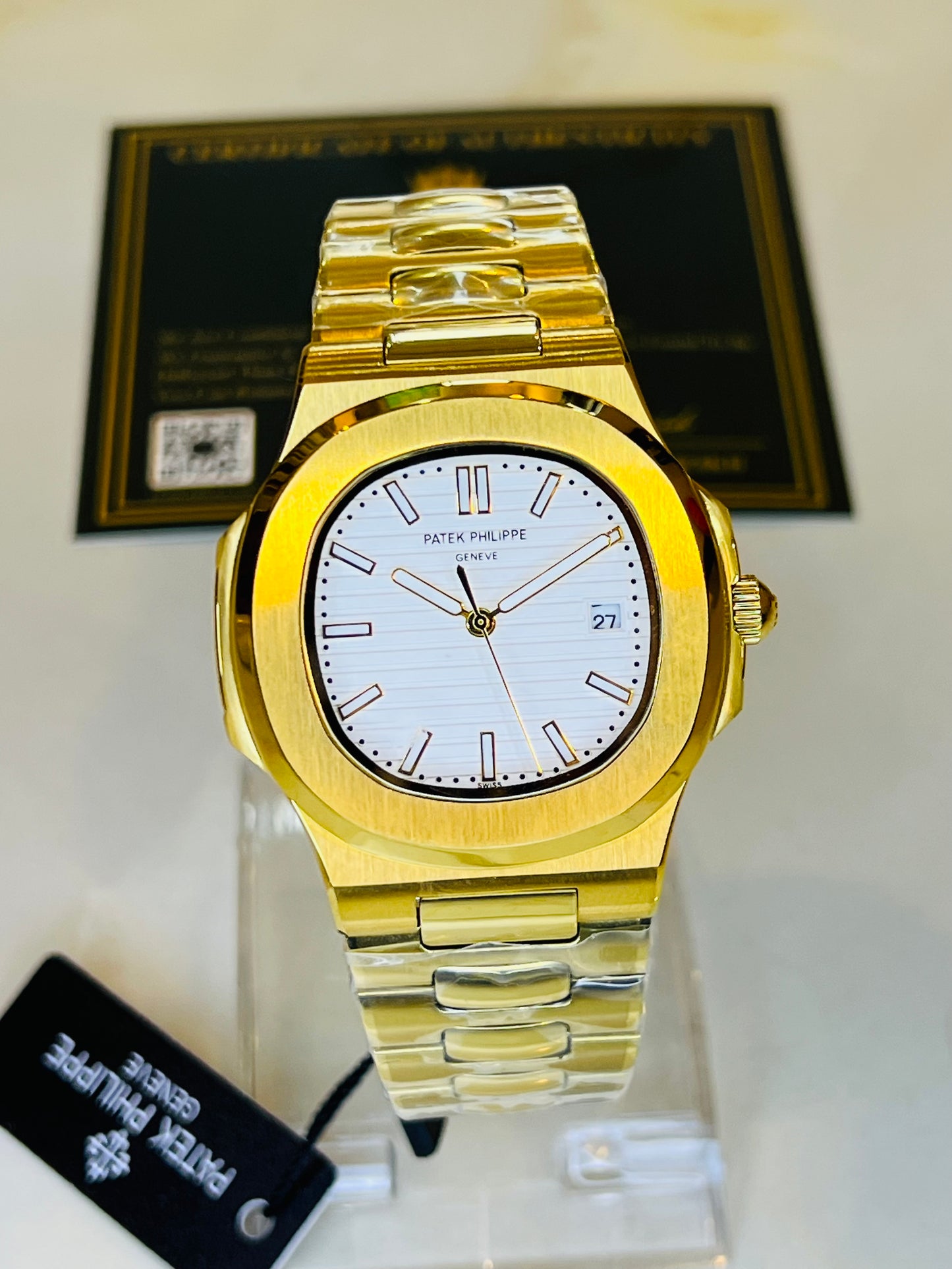Gold White Automatic Nautilus Super Clone Watch