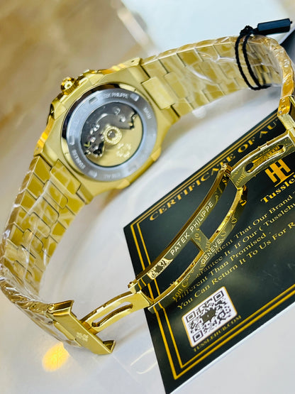 Gold Black Automatic Nautilus Super Clone Watch