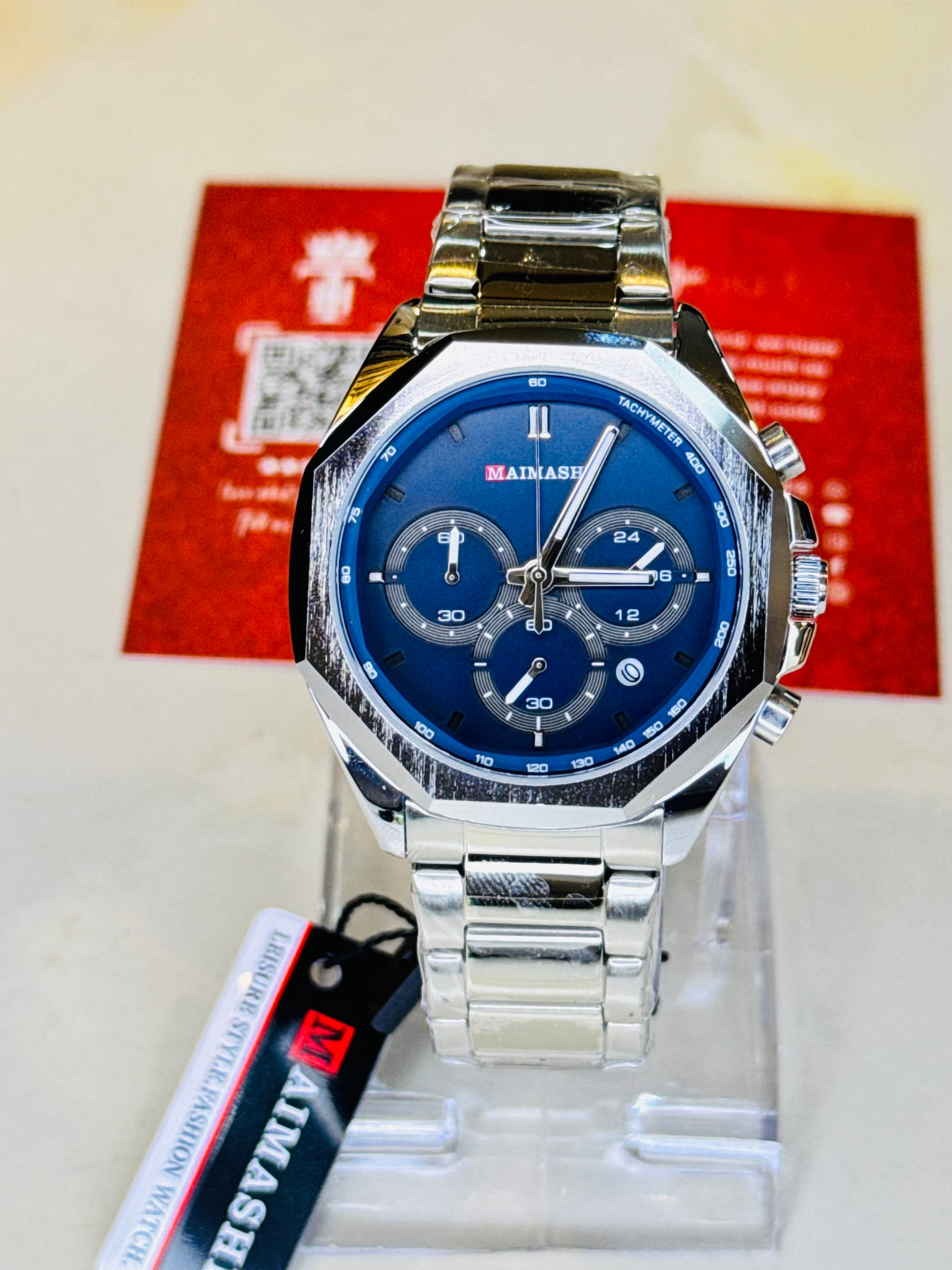 Silver Navy Maimashi Chronograph Waterproof Watch