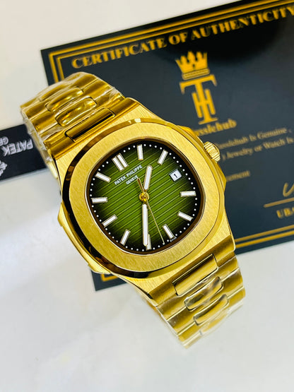 Gold Amazon Green Automatic Nautilus Super Clone Watch
