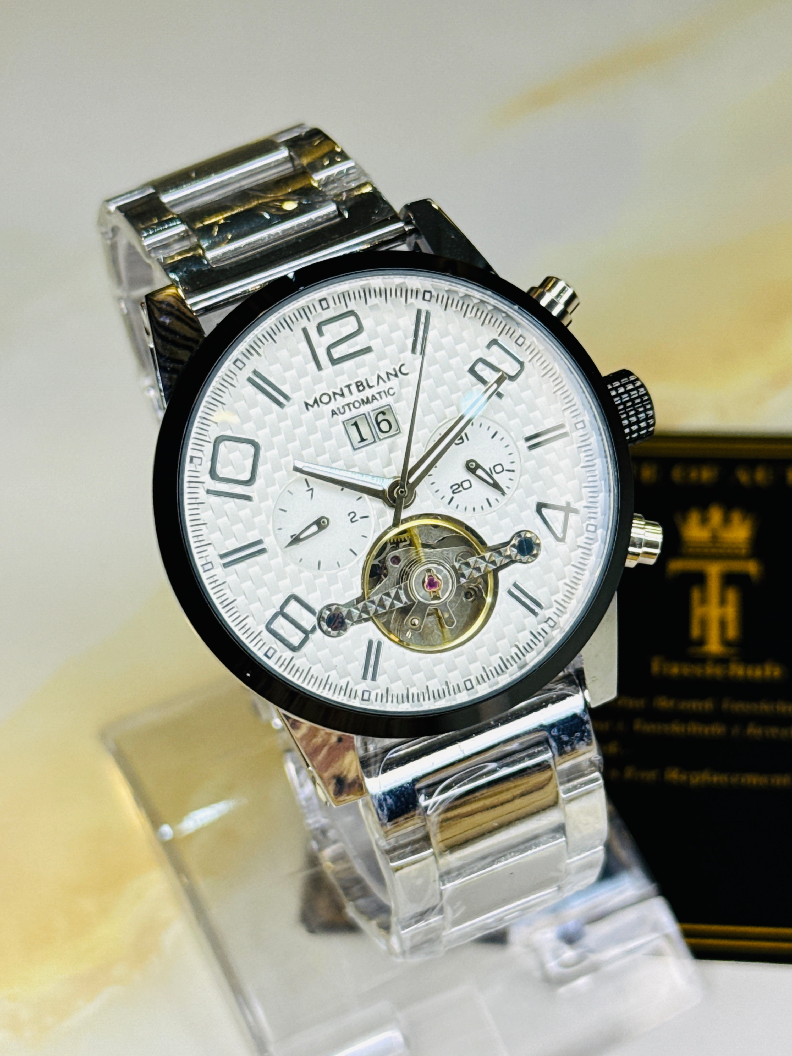 Montblanc Silver White Automatic Pendulum Skeleton Watch