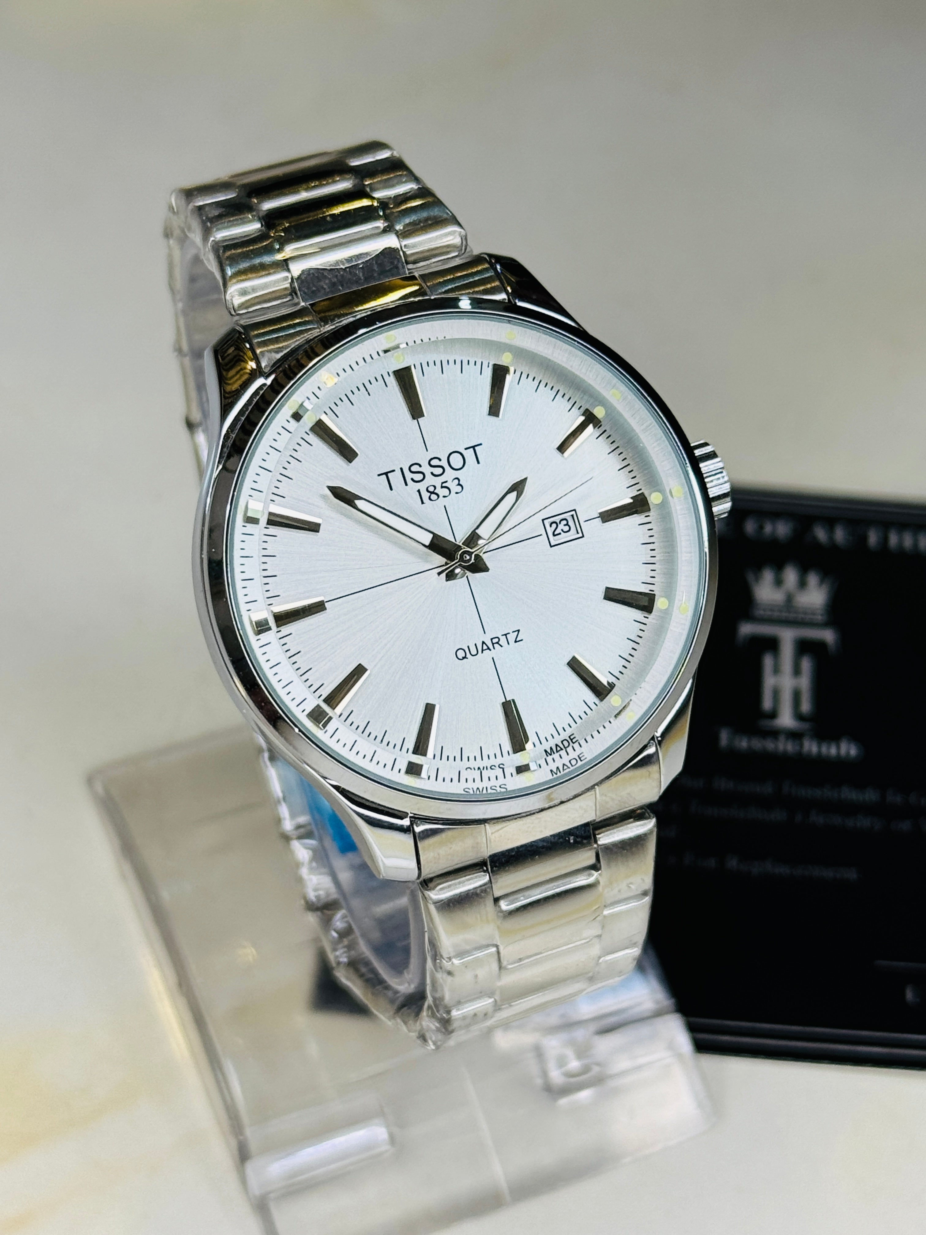 Pr100 Silver White Round Tissot Watch