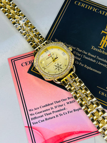 Xenlex Gold Zircon Watch For Her