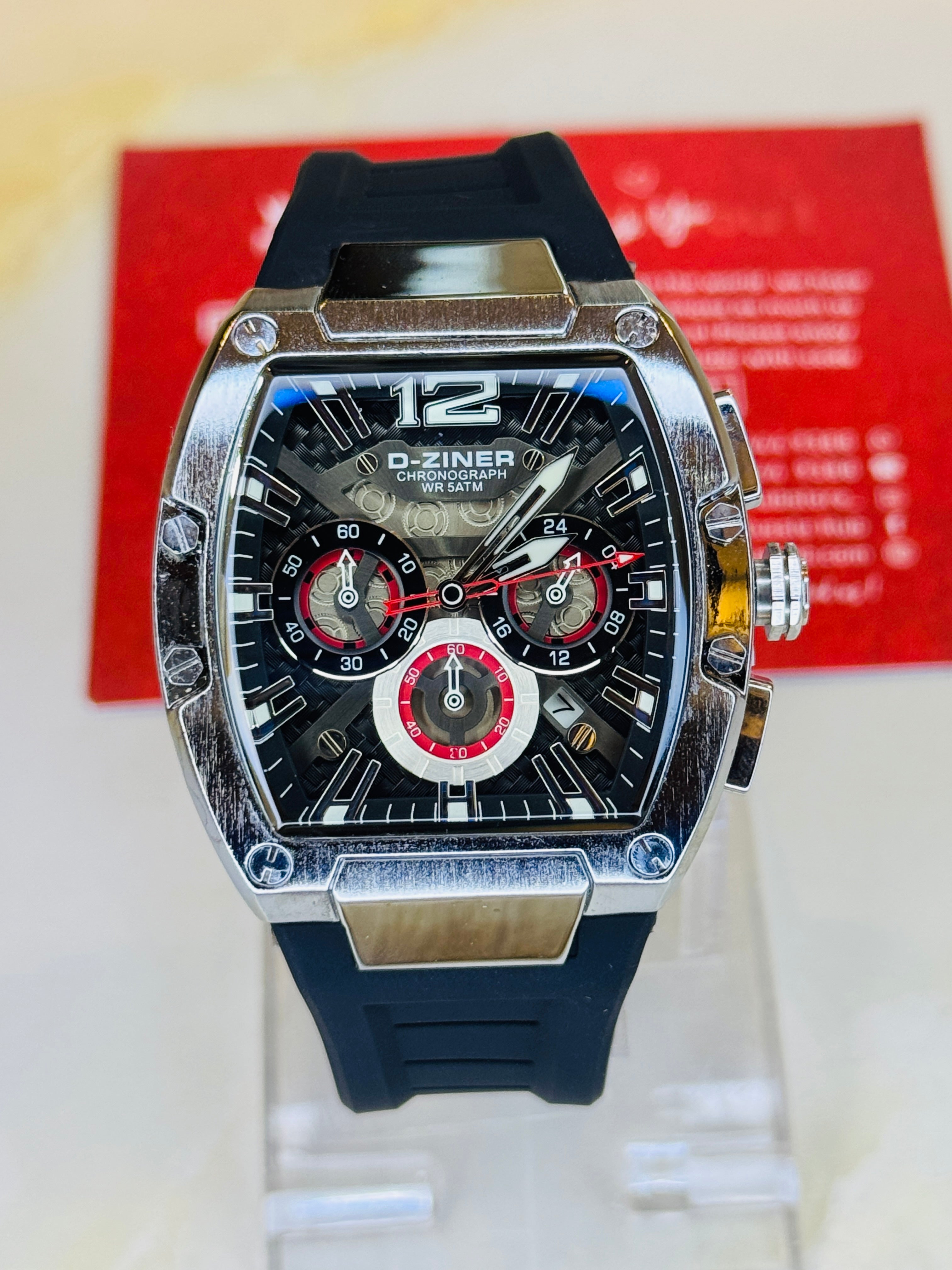 D-Ziner RM Black Silver Chronograph Watch