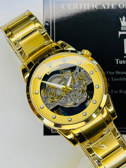 All Gold Skeleton Rolex Watch