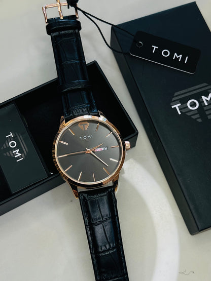Tomi Day Date Gold Black Watch