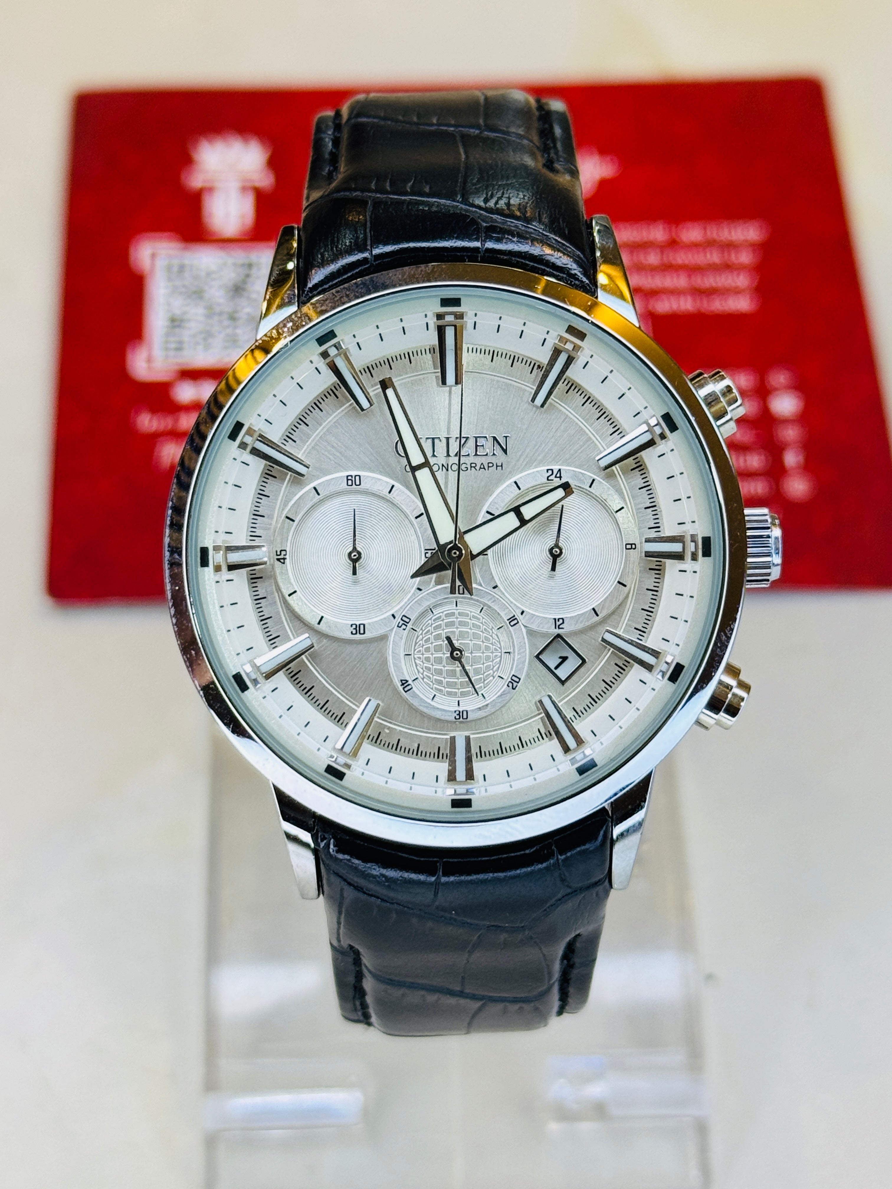 Citizen Globe Black White Chronograph Watch