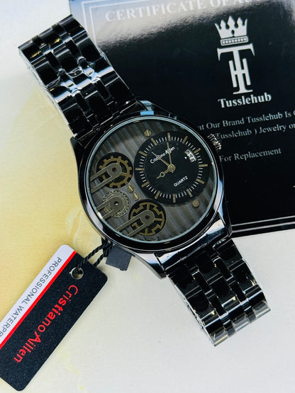 All Black Cristiano Aillen Dual Gear Watch