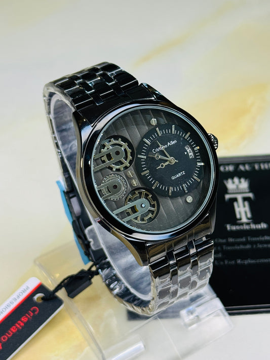 All Black Cristiano Aillen Dual Gear Watch