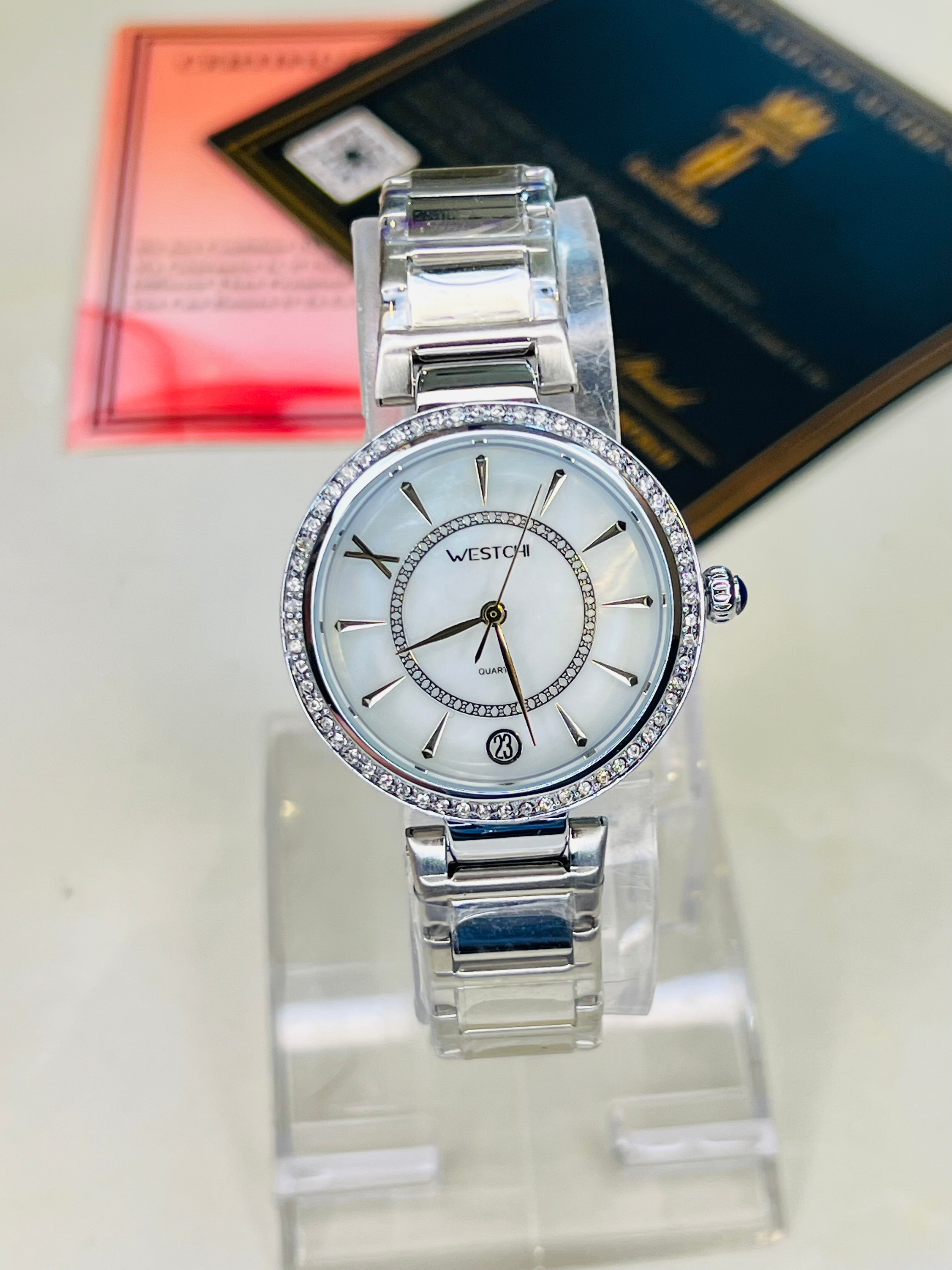 Silver Westchi White Dial Watch For Her