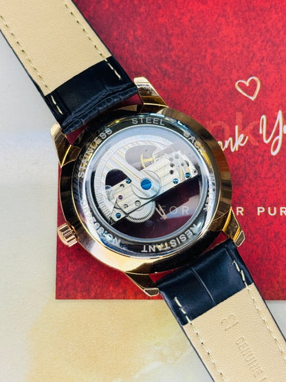 Longbo Skeleton Automatic Leather Watch