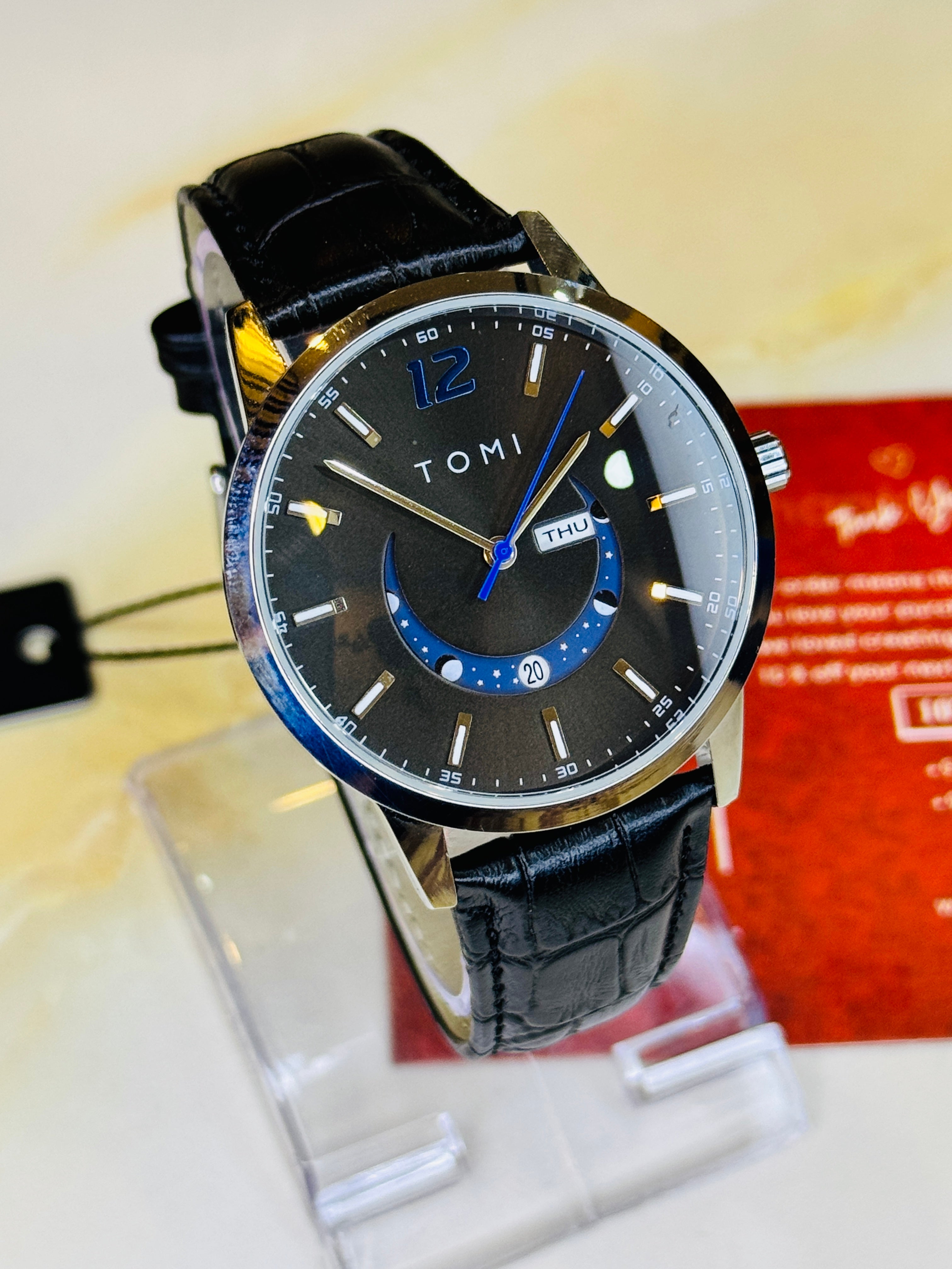 Black Silver Tomi Crescent Watch