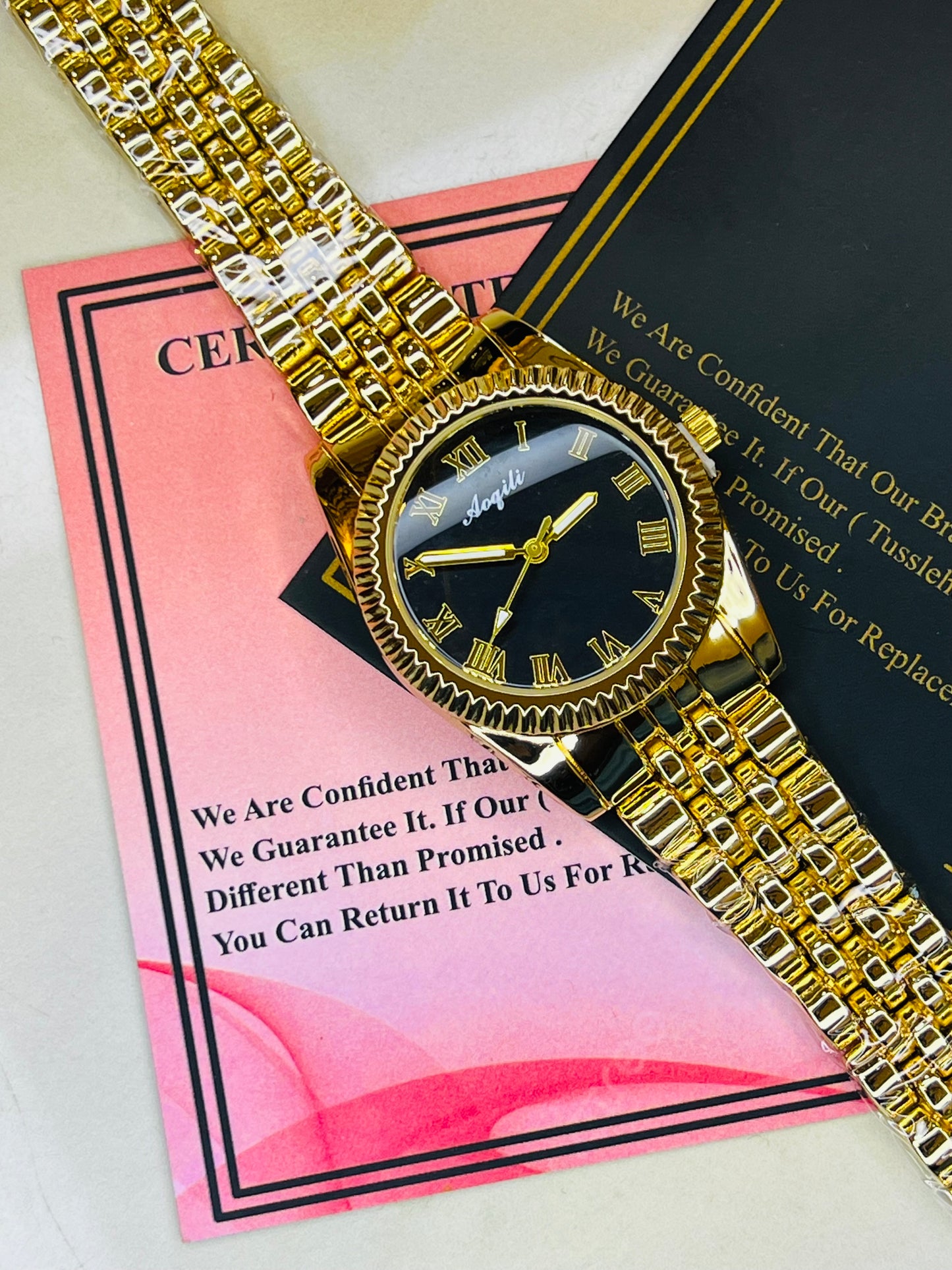 Gold Black Aoqili Roman Watch for her
